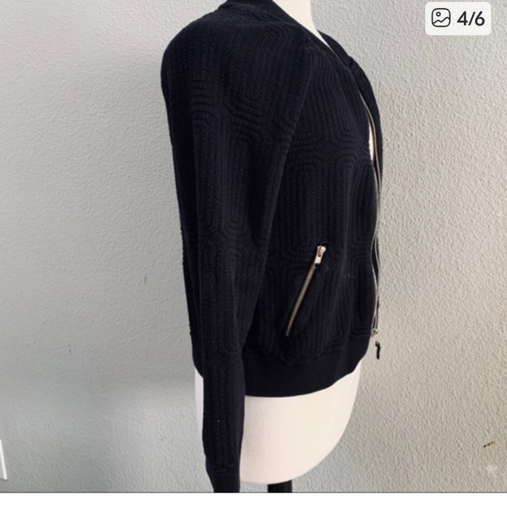 ANTHROPOLOGIE MOTH textured black zipper jacket M - Picture 4 of 5